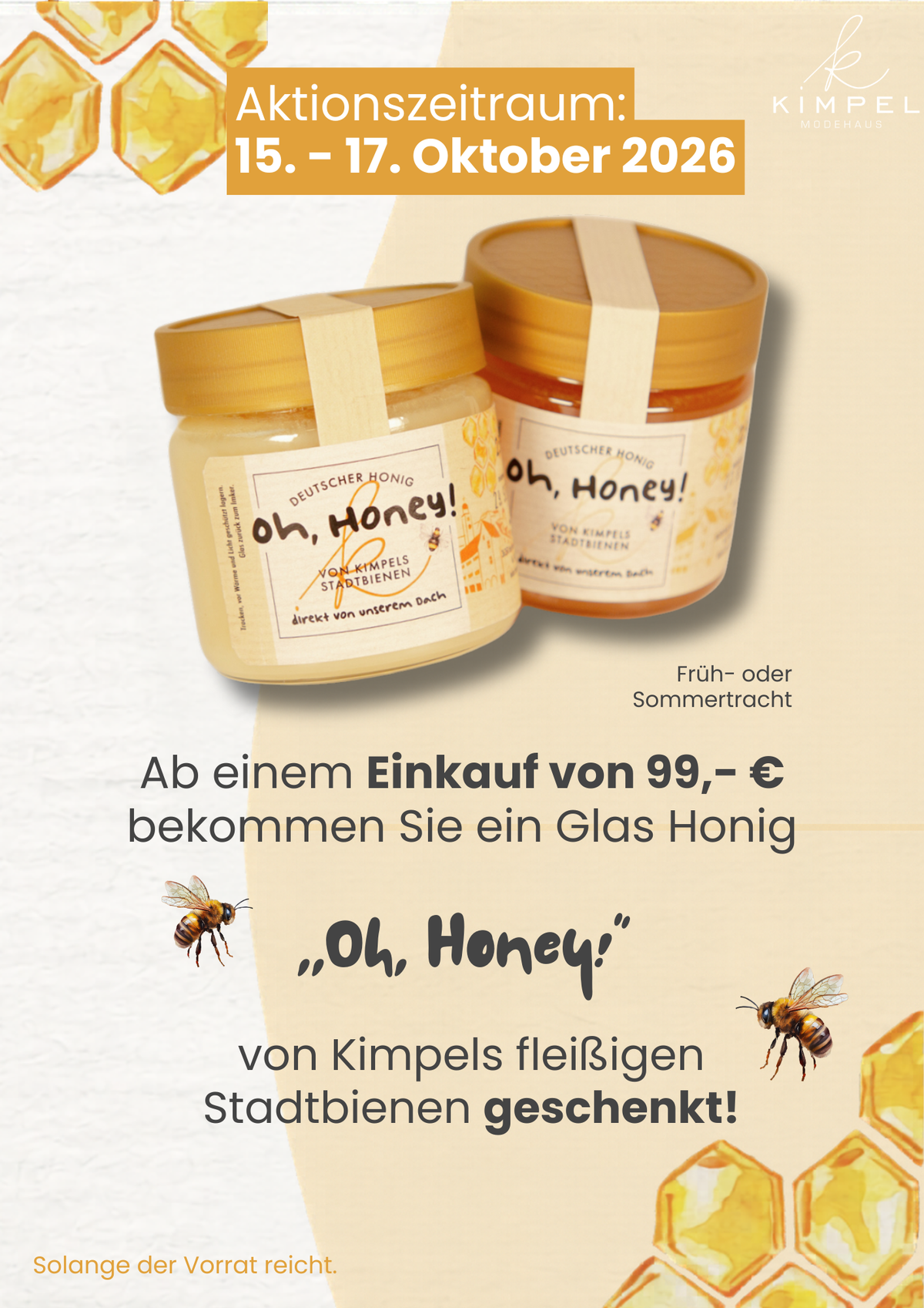 Honigaktion bei Kimpel Lauterbach: Gratis Stadtbienenhonig ab 99 € Einkauf