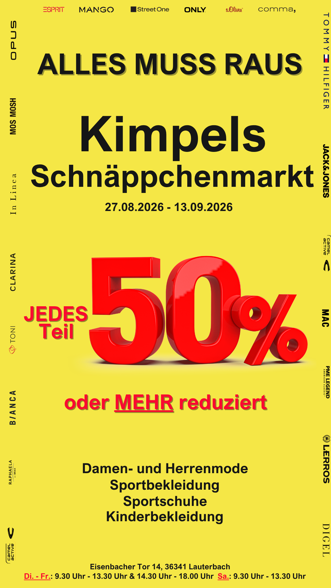 Schnäppchenmarkt-Anzeige vom 27.08.2026 bis 13.09.2026 im Modehaus Kimpel